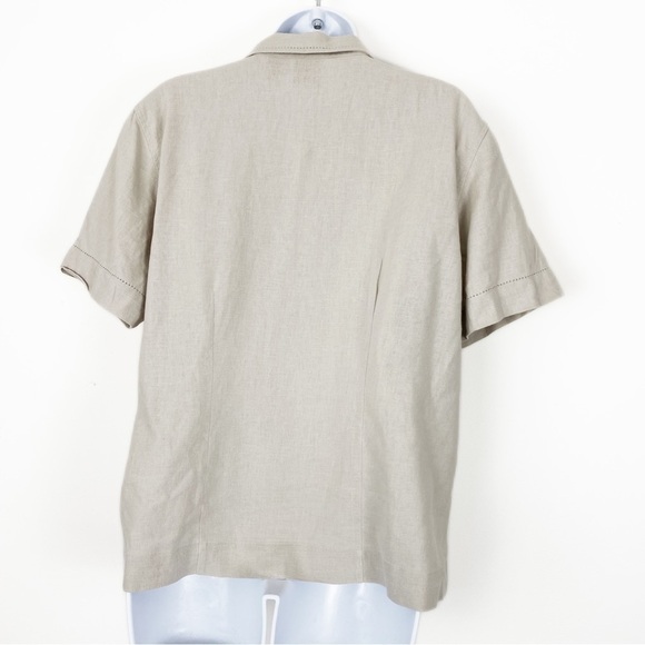 VINTAGE 90s Erika Linen Beige Embroidered Set Pants Medium Top Large Casual - Picture 5 of 11